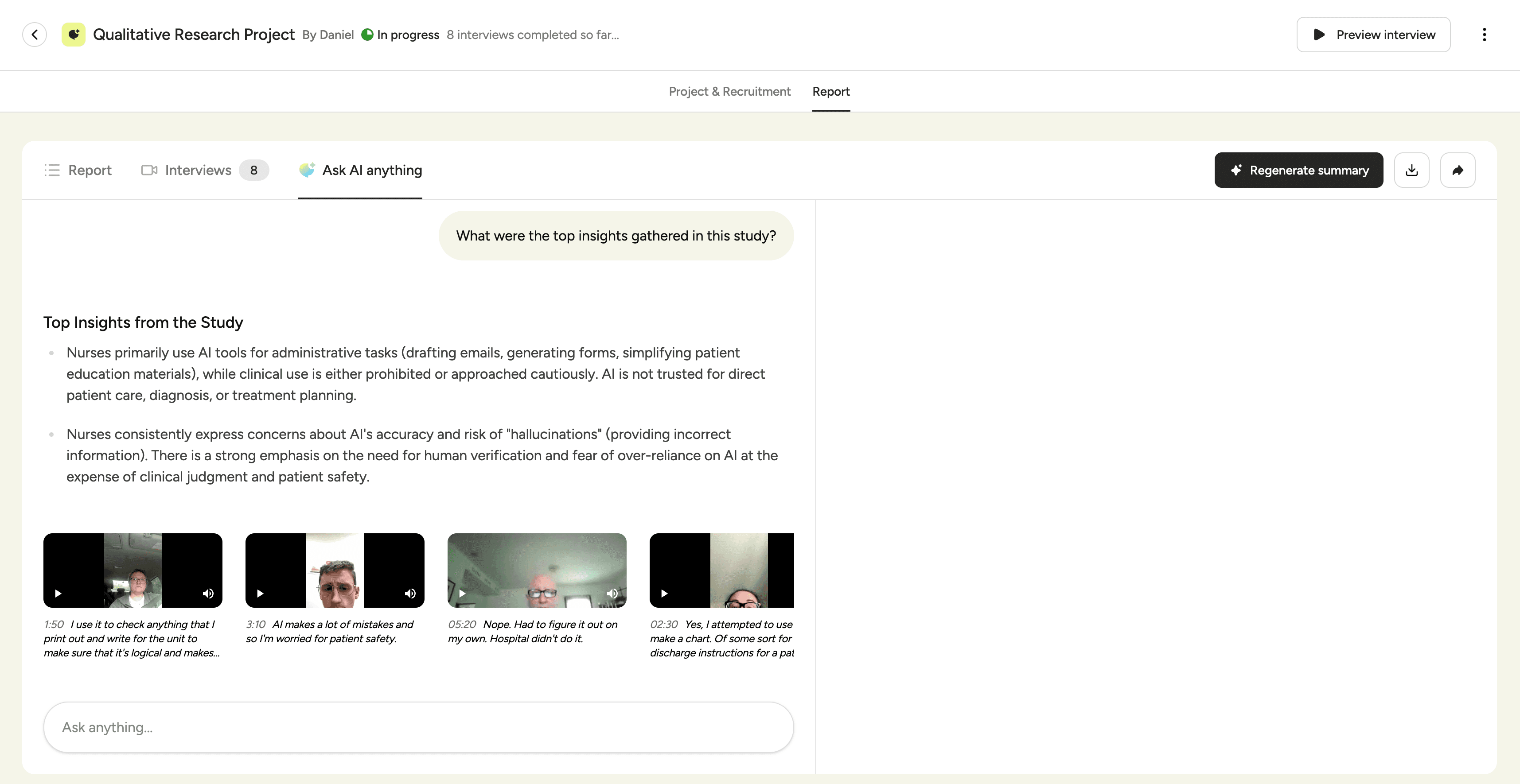 Example of "Ask AI anything" by Persona