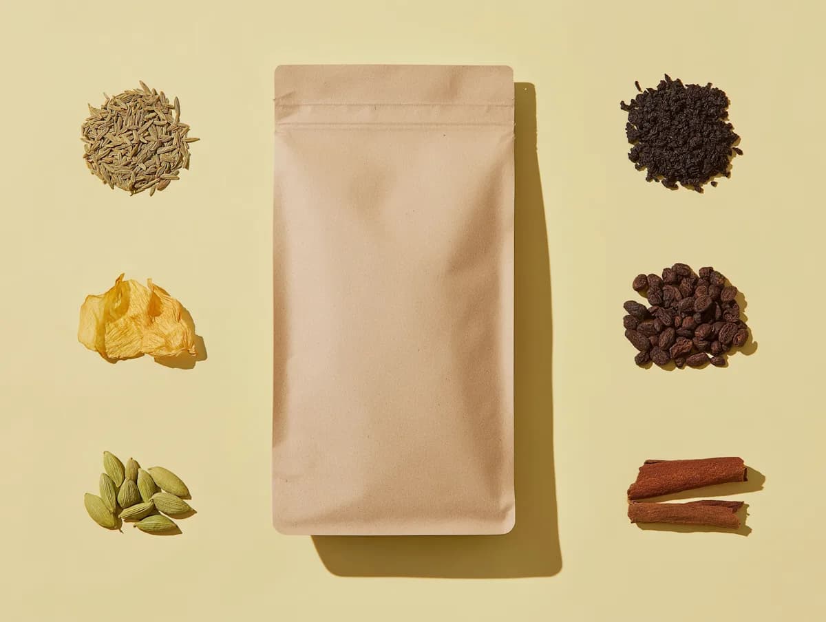 A colorful flat lay of spices