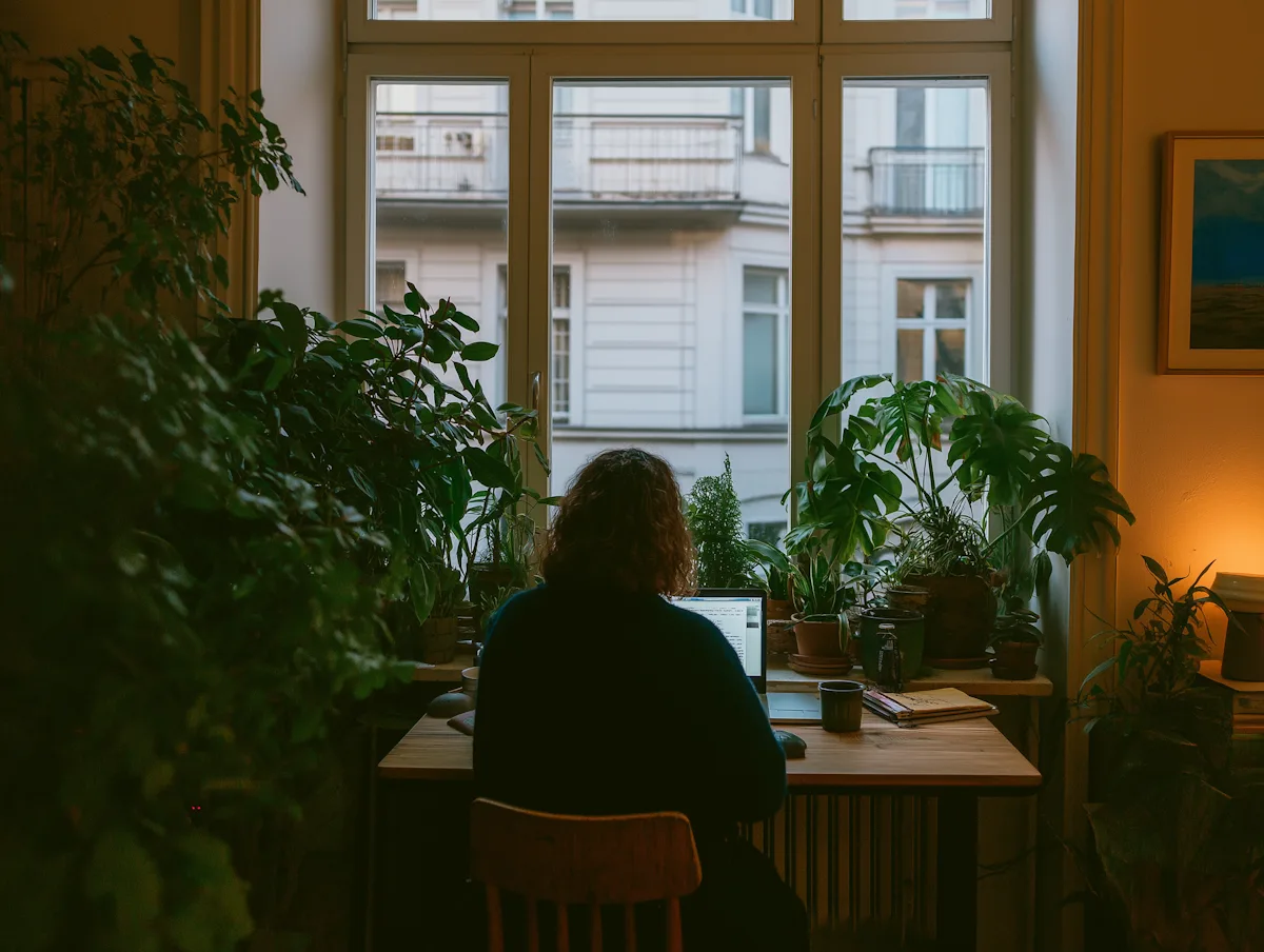 A cozy indoor workspace